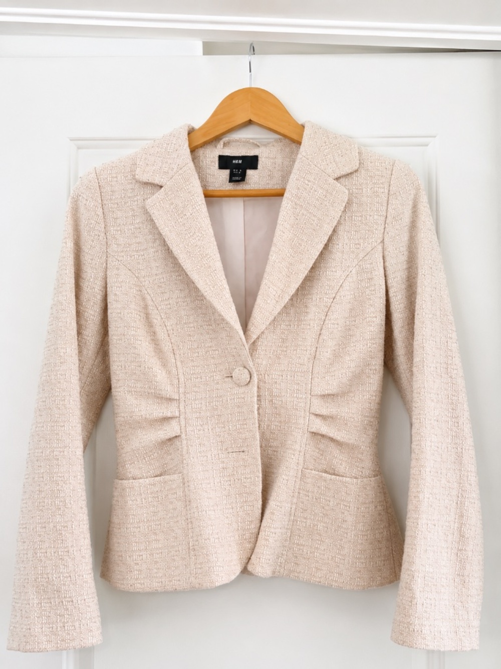 H&M Blush Tweed Blazer Women's Jacket